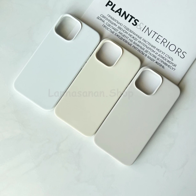 เคสซิลิโคน Silicone Case สีครีม เทาอ่อน ขาว iPhone 14 Pro